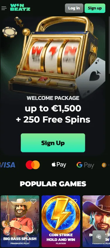 Winbeatz Casino mobile home view